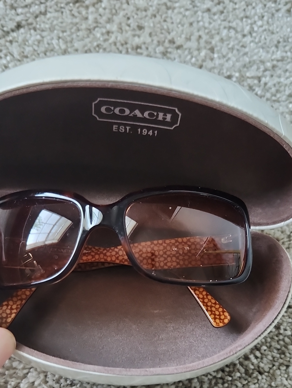 Coach Women Brown Gradient Sunglasses with Patterned Temples